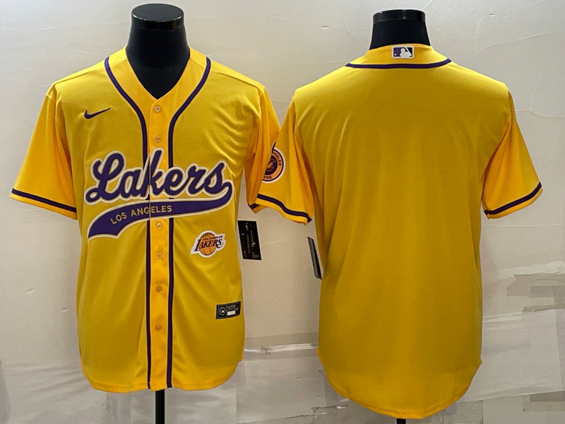 2023 Men Los Angeles Lakers Blank yellow NBA Jersey style 7